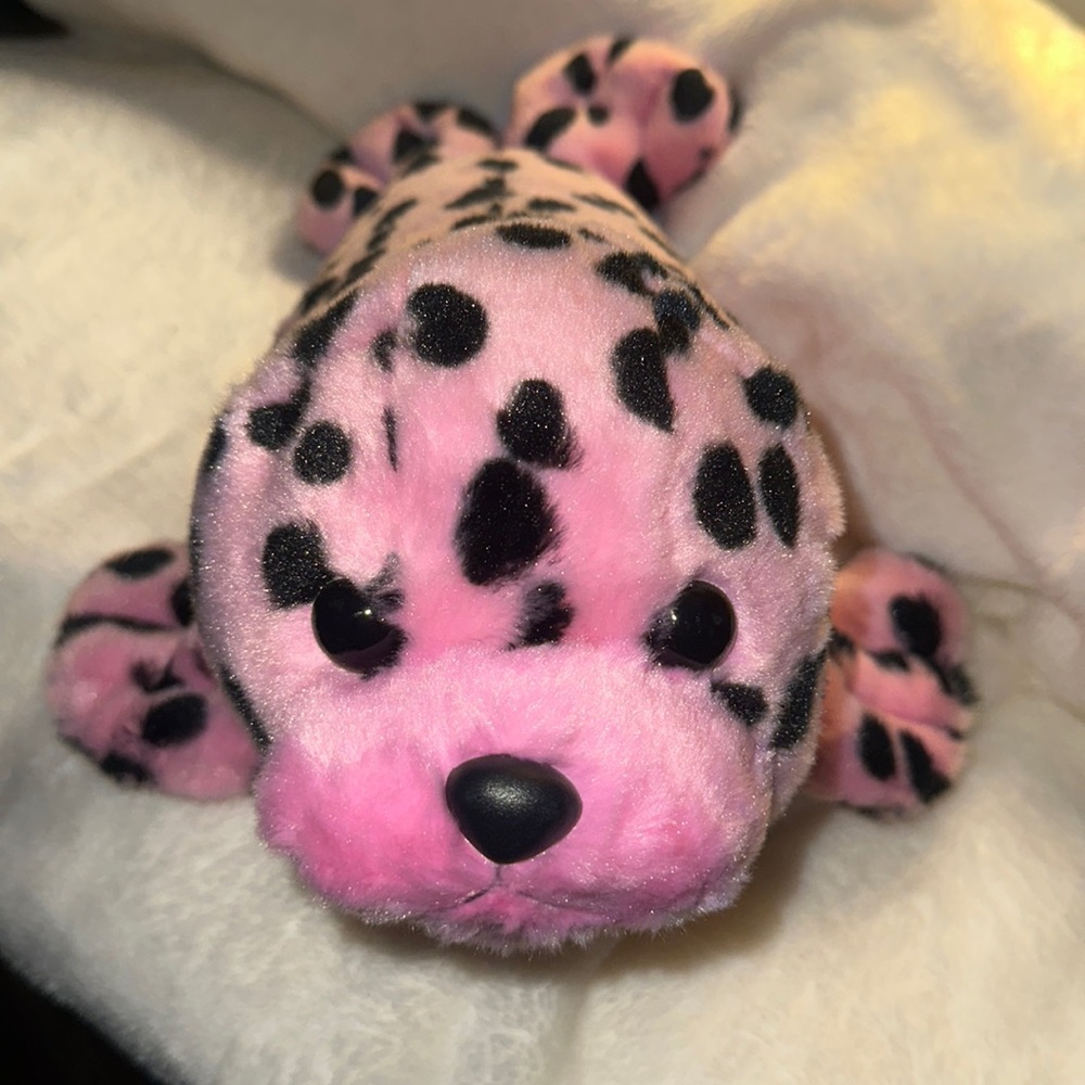 Destination Nation soft new clean baby seal plush pink & black spotted 12-14”